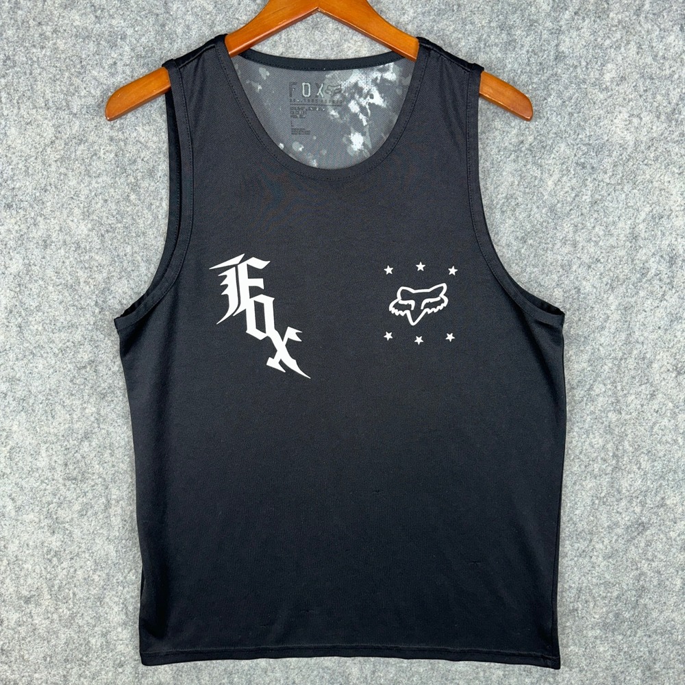 Fox Racing Tank Top Mens L Black Sleeveless Jersey Mesh Graphic BMX Motorcycle